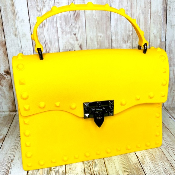 Handbags - Yellow neon jelly, purse 90s PVC bag lunchpail
